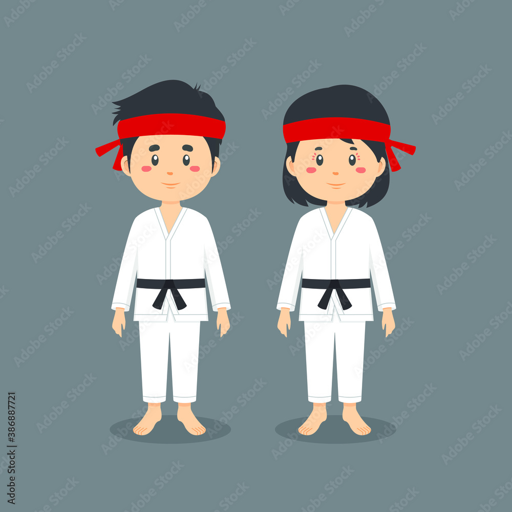 Couple Character Wearing Karate Outfit