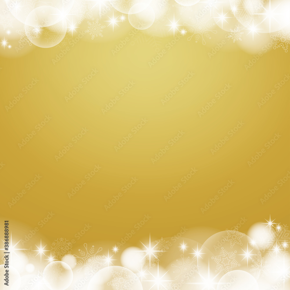 Vecteur Stock 雪とキラキラと玉ボケの金色のクリスマス背景 正方形 Adobe Stock