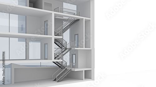 floors of building with a sectional staircase
