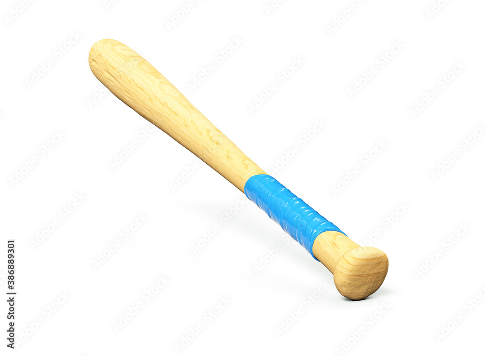 3d rendering of a single wooden baseball bat with polish finishing isolated on a white background. Wooden sports equipment. Baseball bat. New pitcher equipment. 3d rendering of a single wooden baseball bat with polish finishing isolated on a white background. Wooden sports equipment. Baseball bat. New pitcher equipment.
