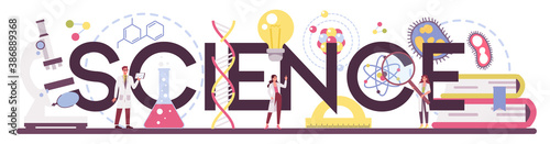 Science typographic header. Idea of education and innovation.