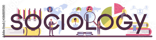 Sociology typographic header. Scientist study of society, pattern