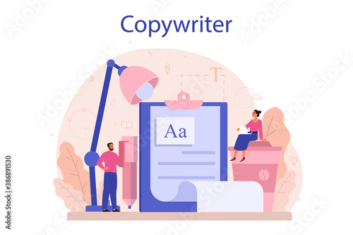 Copywriter concept. Idea of writing texts, creativity and promotion