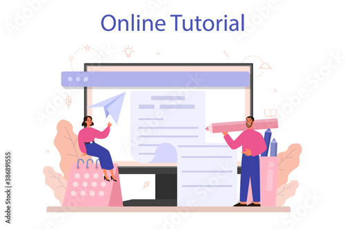 Copywriter online service or platform. Idea of writing texts,