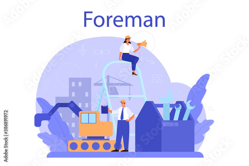 Foreman concept. Main engineer leading at construction site.