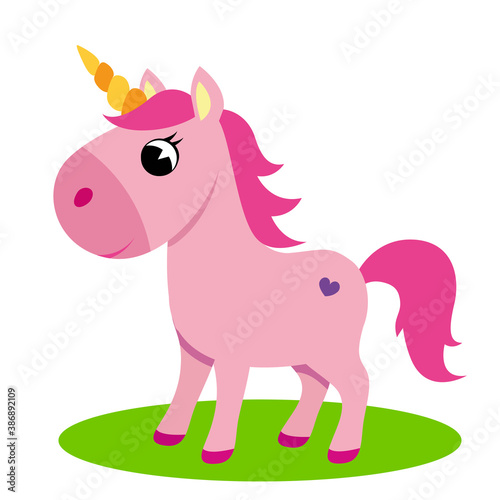 Cute little unicorn. Vector illustration isolated on white background