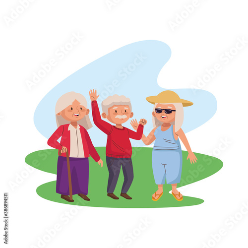 group of old people practicing activities in the camp
