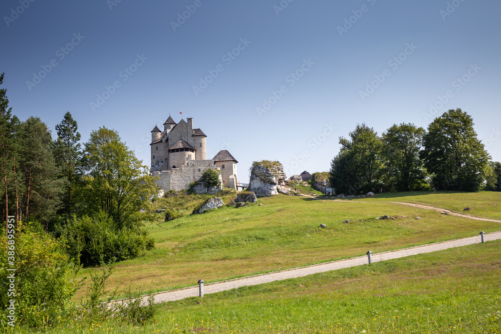 Old restored Polish castle in Bobolice