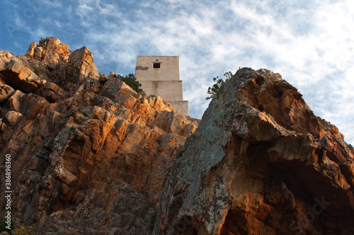 Salinas coastal Tower, Muravera, Cagliari district, Sardinia, Italy, Europe