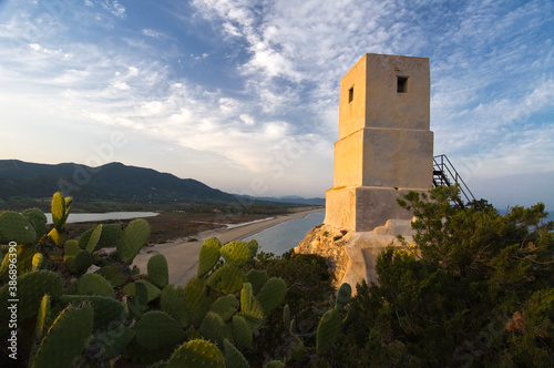 Salinas coastal Tower, Muravera, Cagliari district, Sardinia, Italy, Europe photo