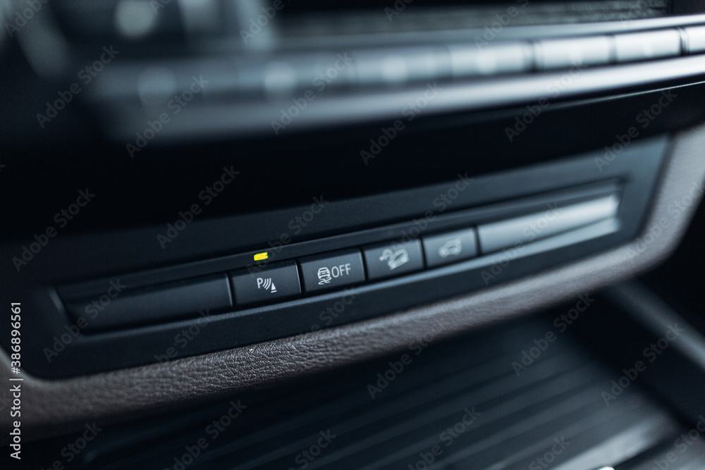 Parking assistance control panel close up Parking assistance control panel close up