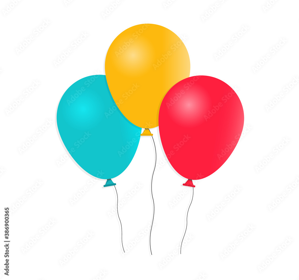 Bunch of inflatable balloons in cartoon style isolated on white background. Vector composition for birthday, carnival, fair and holidays. Bunch of inflatable balloons in cartoon style isolated on white background. Vector composition for birthday, carnival, fair and holidays.