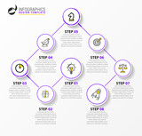 Infographic design template. Timeline concept with 8 steps