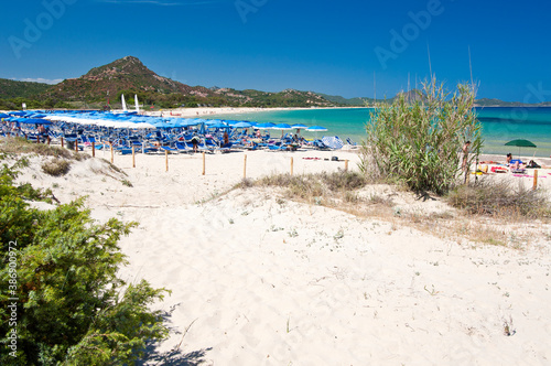 emerald water in Scoglio di Peppino beach, Costa Rei, Muravera, Castiadas, Cagliari, Sardinia, Italy, Europe