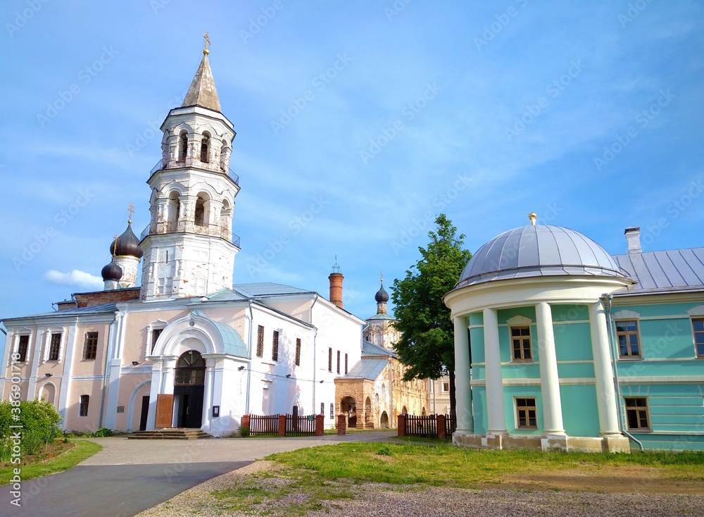 Torzhok, Tver region, Russia-June 25, 2020. Vvedenskaya Church in the Borisoglebsky monastery, built in 1620.