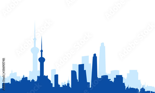 Shanghai China skyline  Shanghai financial center  Monotone background vector illustration  city skyline