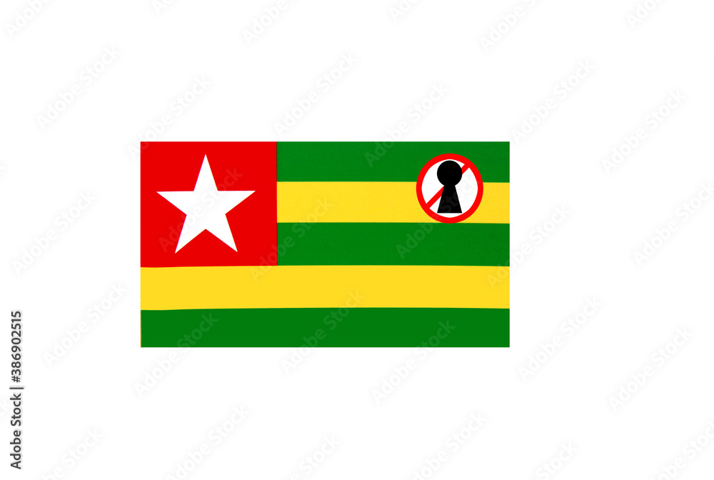 flag with covid 19 warning