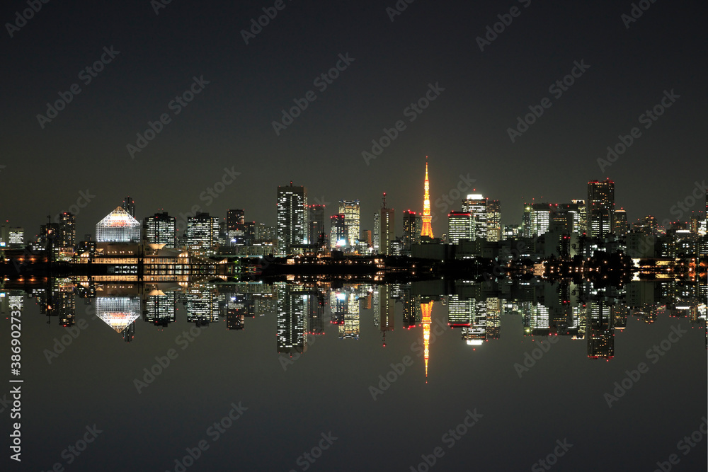 Obraz premium 東京タワーとビル群の夜景