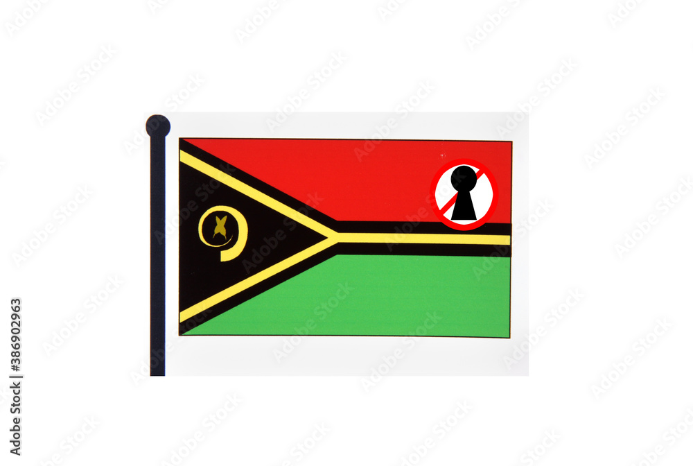 flag with covid 19 warning