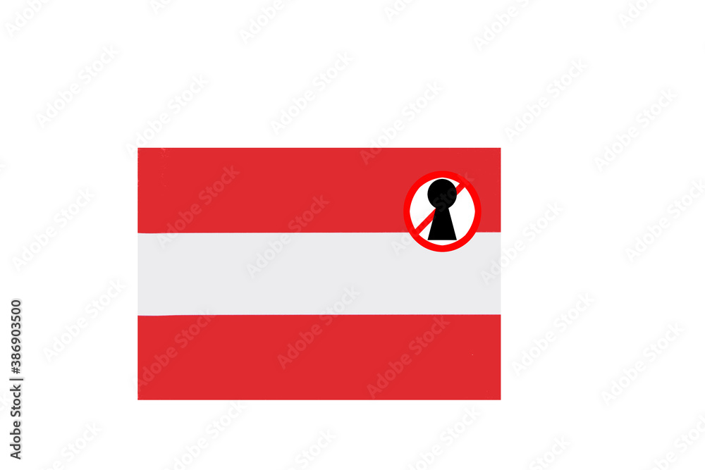flag with covid 19 warning