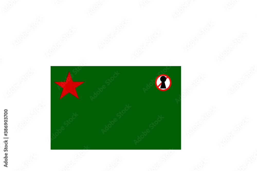 flag with covid 19 warning