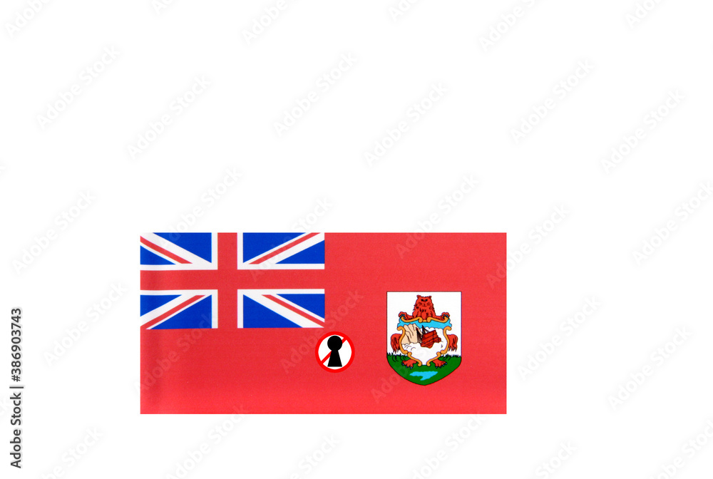 flag with covid 19 warning
