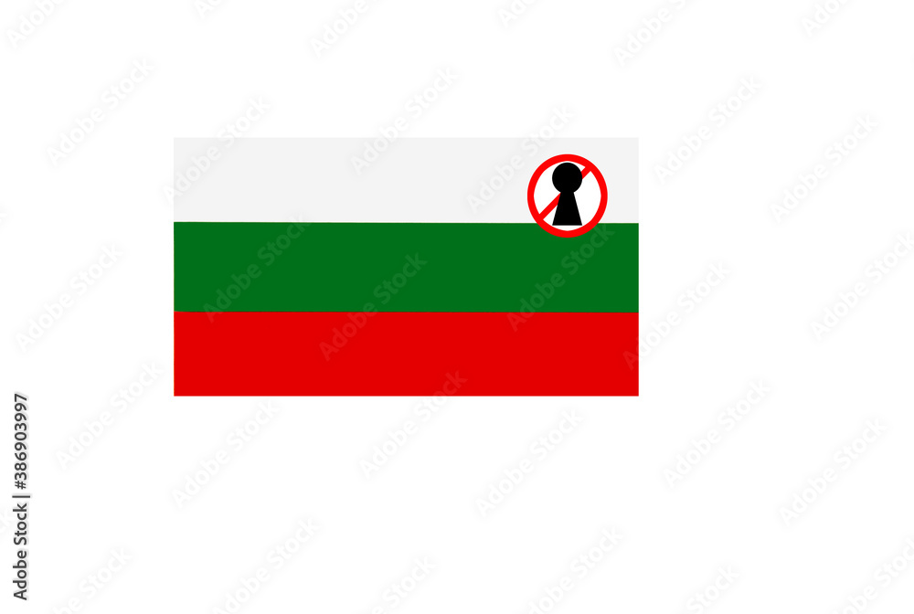 flag with covid 19 warning