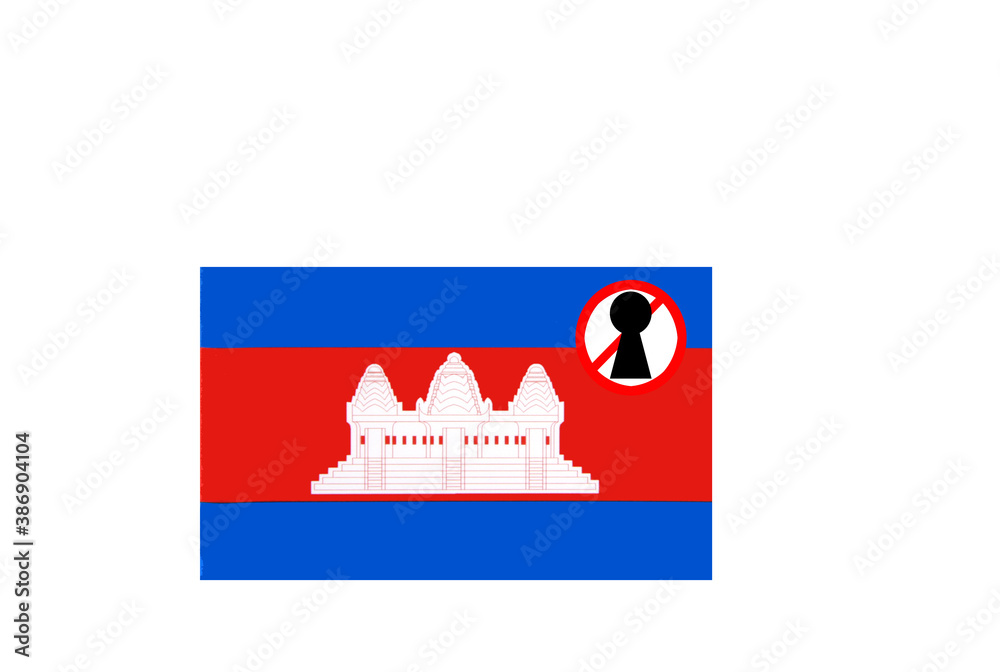 flag with covid 19 warning