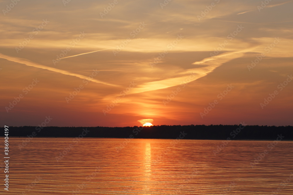 sunset over the river
