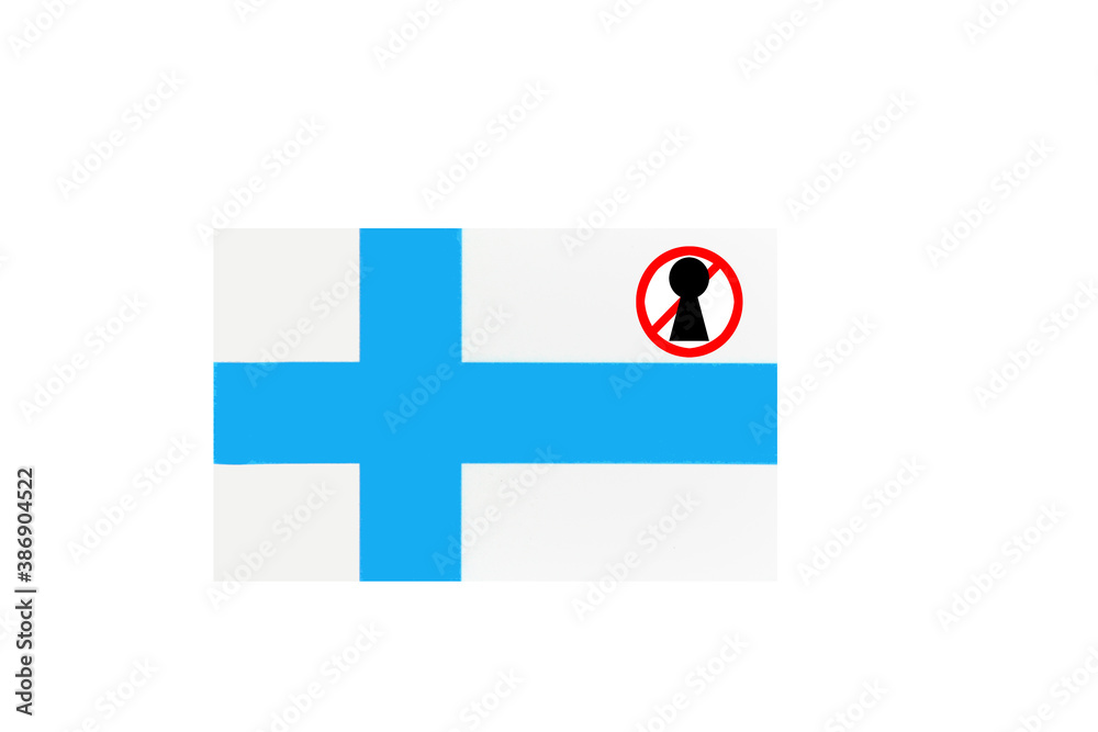 flag with covid 19 warning