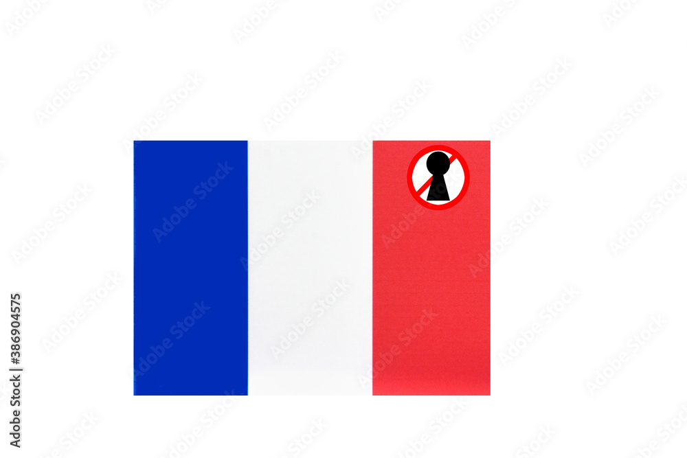 flag with covid 19 warning