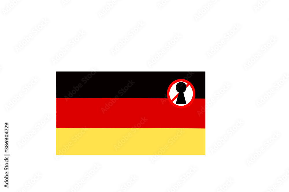 flag with covid 19 warning
