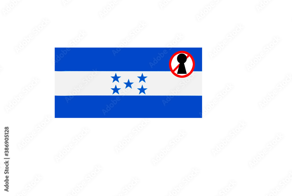 flag with covid 19 warning