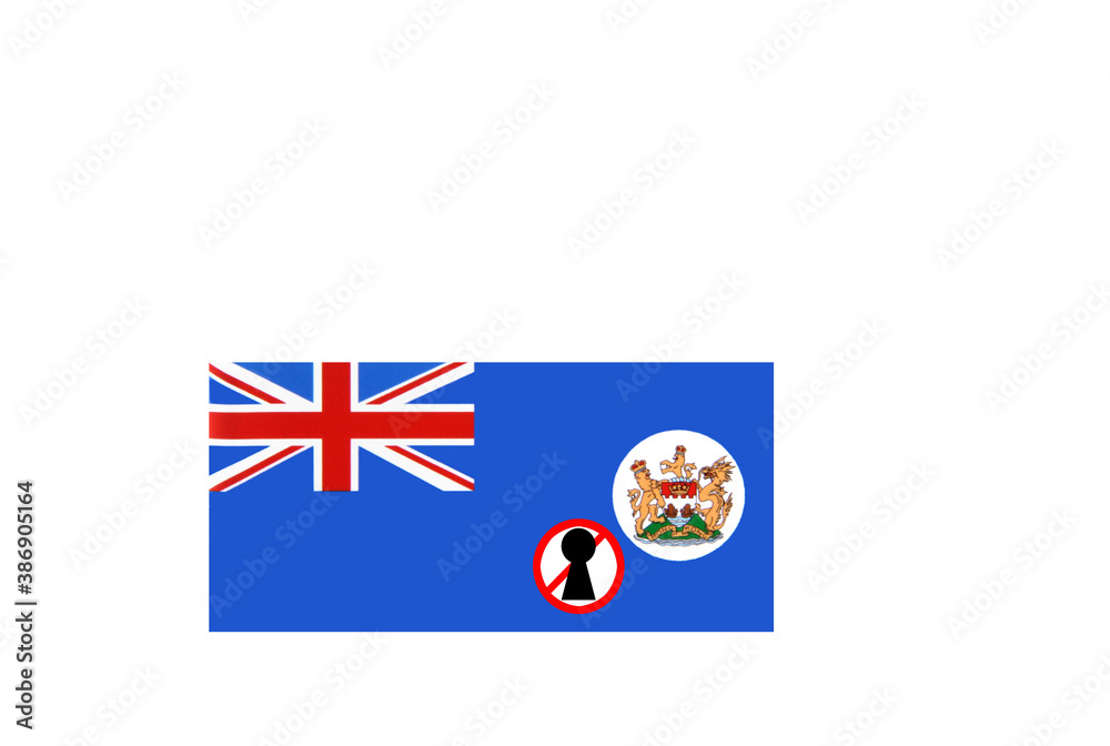 flag with covid 19 warning