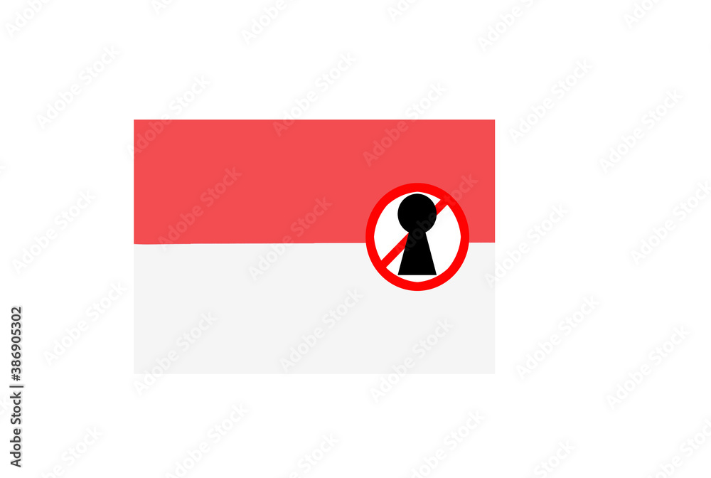flag with covid 19 warning