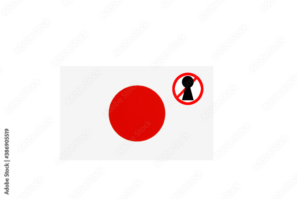 flag with covid 19 warning