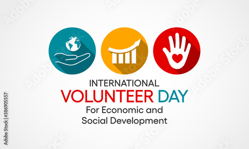 Vector illustration on the theme of International Volunteer day for social and economic development, observed each year on December 5th across the globe.