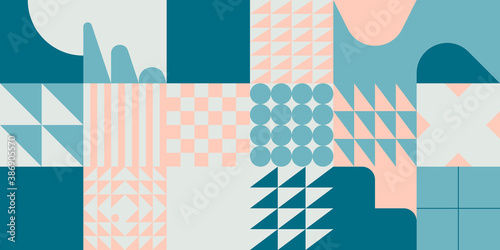 Horizontal Vector Pattern Background With Abstract Geometric Shapes And Digital Forms Design