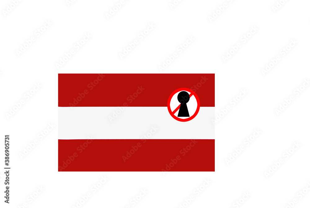 flag with covid 19 warning