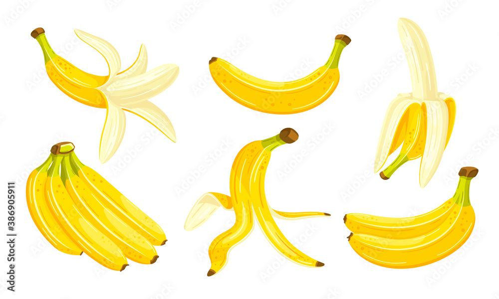 Yellow bananas isolated on a white background