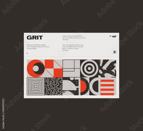 Swiss Poster Design Template With Abstract Geometric Shapes