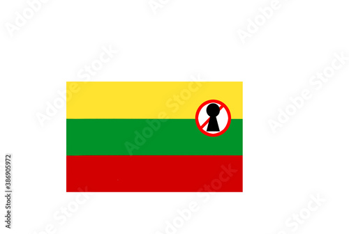 Obraz na płótnie flag with covid 19 warning w salonie