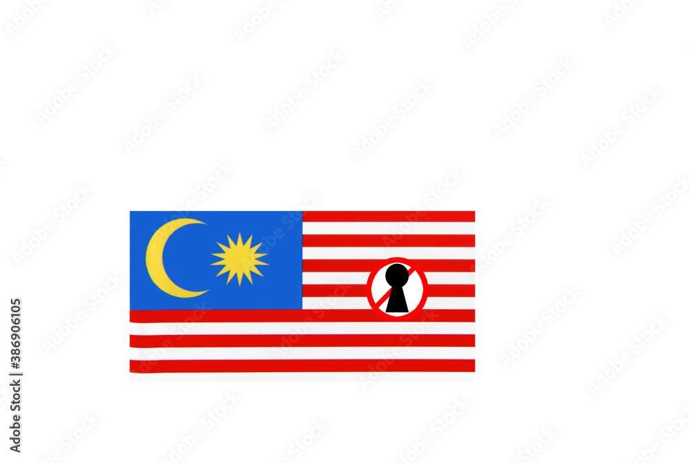 flag with covid 19 warning