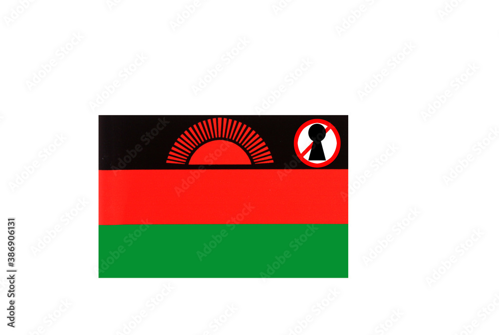 flag with covid 19 warning
