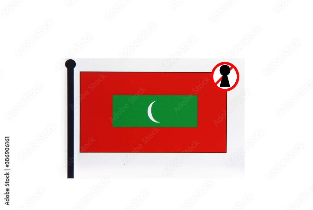 flag with covid 19 warning
