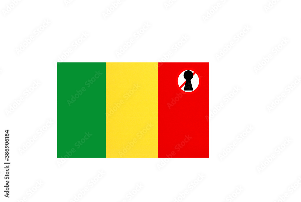 flag with covid 19 warning