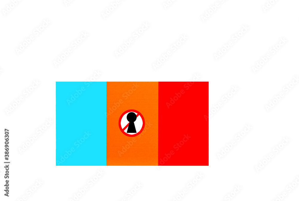 flag with covid 19 warning