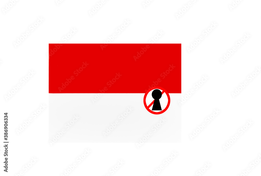 flag with covid 19 warning