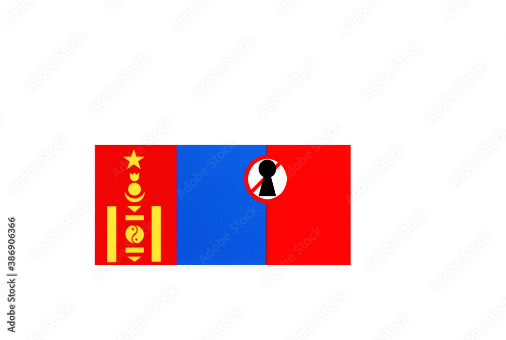 flag with covid 19 warning