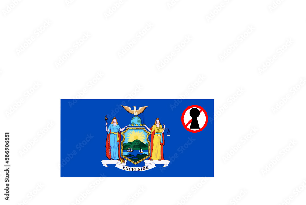flag with covid 19 warning